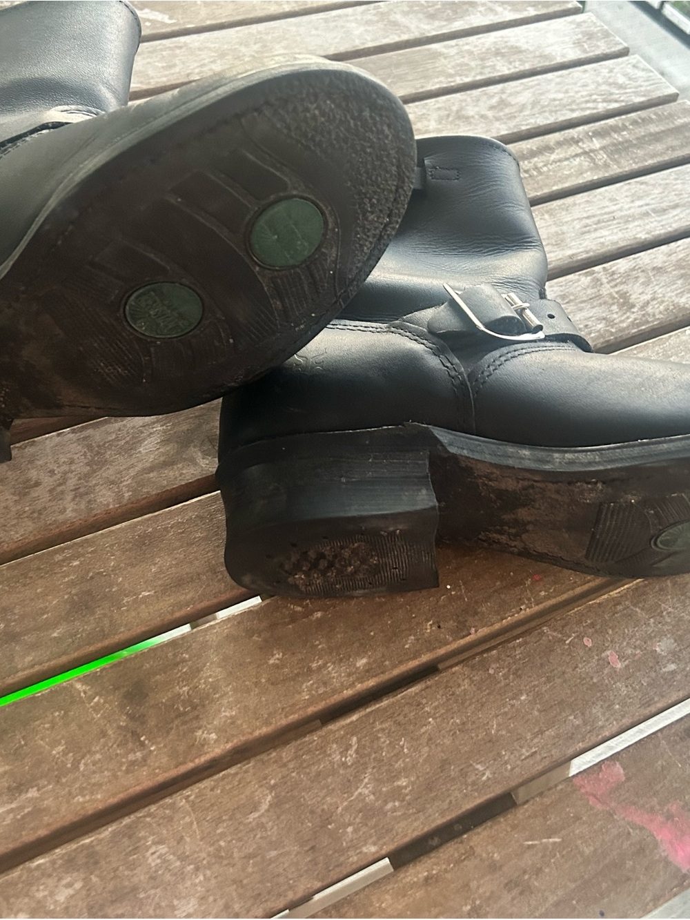 Frye Black Leather Women's Engineer 8R Boots size 8.5 - Picture 6 of 8